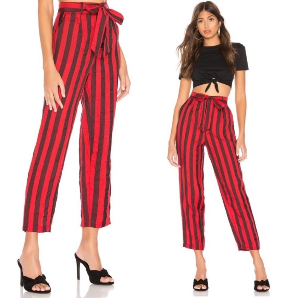 NWT L’Academie Revolve‎ Jerome Pant Black Red Striped Size Small New With Tags S